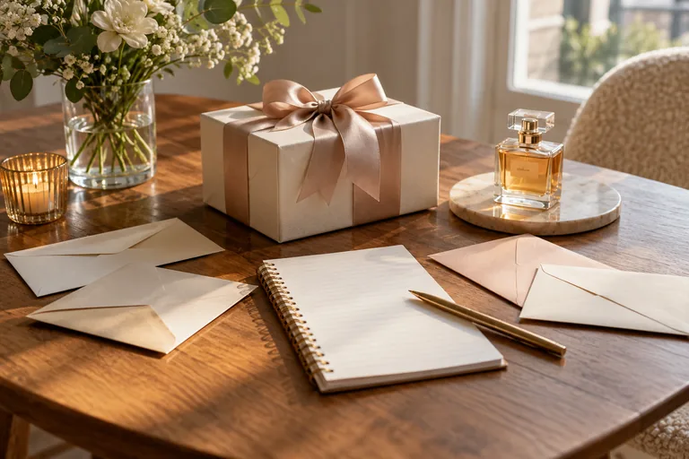 Boîte cadeau entourée d’enveloppes pour évoquer un achat à plusieurs.